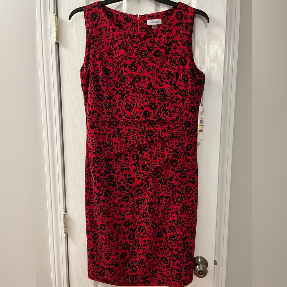 Floral Red and Black Dress
